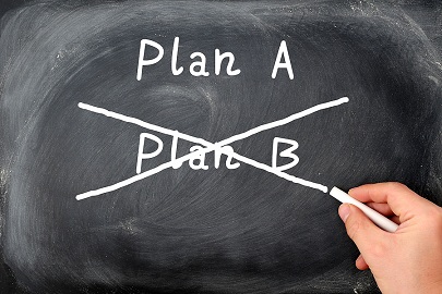 A chalkboard with Plan A and Plan B written on it, emphasizing how organizations are constantly dealing with change and the challenge of making that change strategic.
